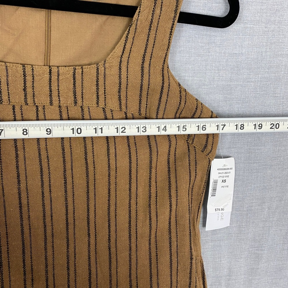 Cleo Petites Shift Dress Brown Striped Sleeveless Square Neck XS NEW with tags - Picture 7 of 8